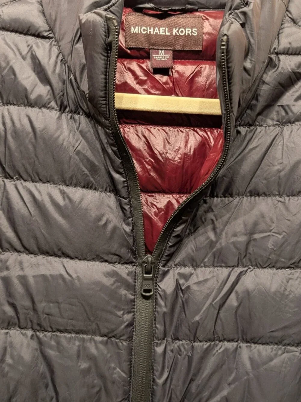 Michael Kors Packable Quilted Puffer Down Jacket w/ Burgundy Lining Size Medium